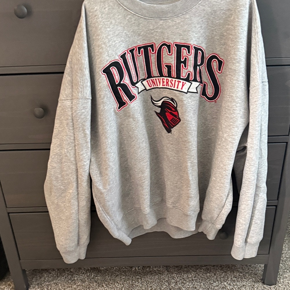 Hollister Gray and Red Crewneck Sweatshirt